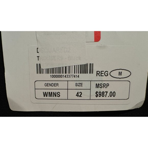 DSquared2 Black Cropped Trousers Zip Calves 65% Wool Made in Italy EU 42/ US 10 - Picture 5 of 5